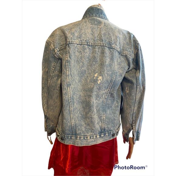 Vintage Distressed Levi’s Acid Wash Denim Jacket L - Picture 2 of 11